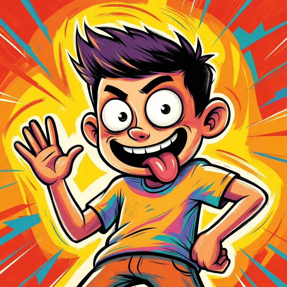 Cartoon representing the phrasal verb acting up